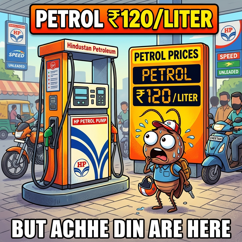 When petrol crosses ₹120 but "achhe din" are here... 😤